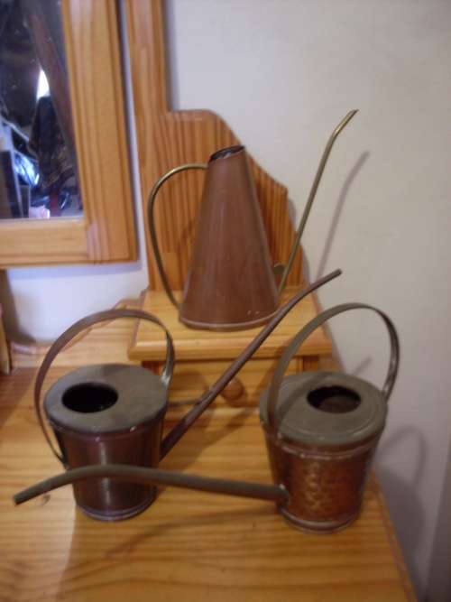 3 VINTAGE LONG SPOUT WATERING CANS