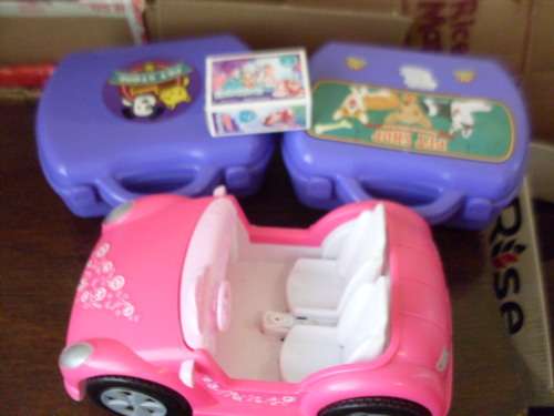 1 PINK CAR...2 PURPLE CASES OF PET PARLOUR/GROOMING PLAY TIME