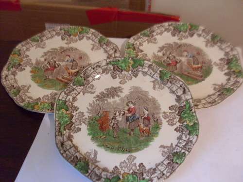 3 X LOVELY COPELAND SPODE SNACK PLATES