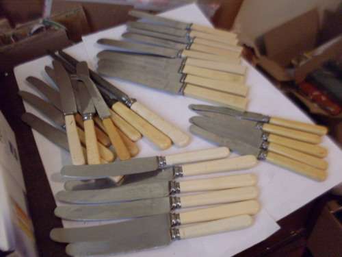 A COLLECTION OF VINTAGE BONE HANDLE  KNIVES