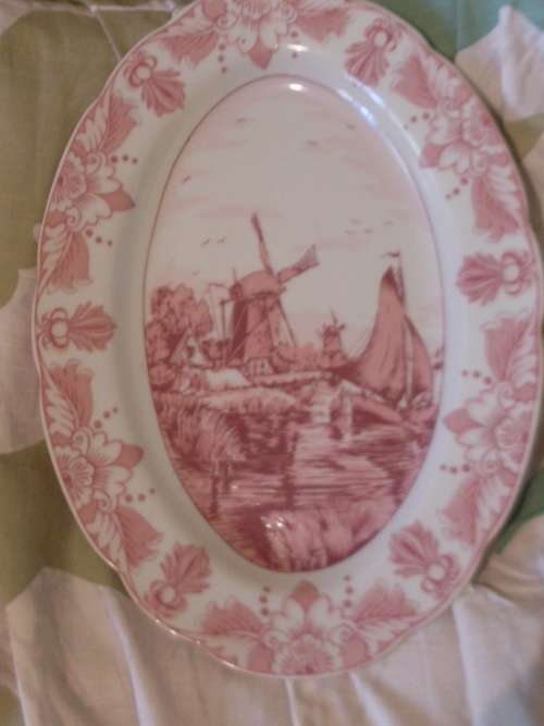 WOW ....RARE PINK DELFT RECTANGULAR DISPLAY PLATE