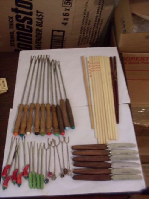CHOPSTICKS FONDUE AND PICKLE FORKS ETC