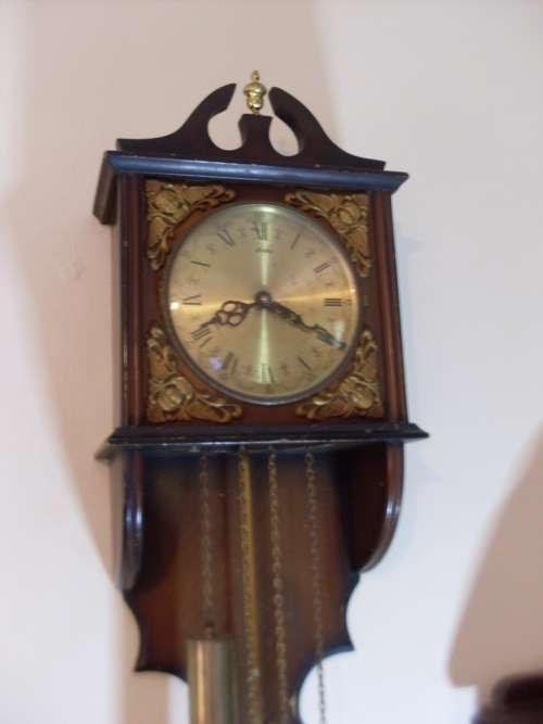 LOVELY VINTAGE  DECORATIVE WALL CLOCK .....FHS (HERMLE ) WORKING