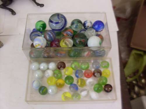 COOL COLLECTION OF VINTAGE/HAND BLOWN  AND OTHER MARBLES.....