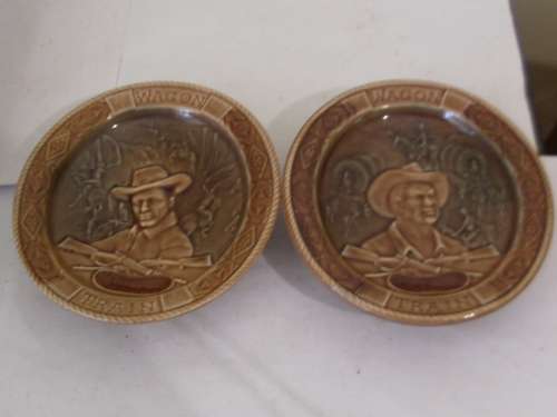 RARE.....2 X WADE PORCELAIN WAGON TRAIN SHOW DISHES