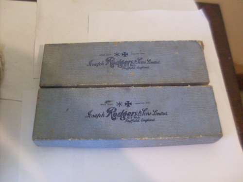 VINTAGE BOXED 12 JOSEPH RODGERS SHEFFIELD BONE HANDLE KNIVES