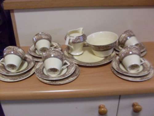 BEAUTIFUL VINTAGE MYOTT and SONS PART TEASET...ENGLAND`S COUNTRYSIDE DESIGN...18 PIECES