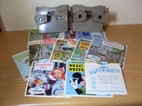 2 X VIEWMASTERS (MADE IN BELGUIM ) AND 14 SETS OF VIEW MASTER STEREO PICTURES