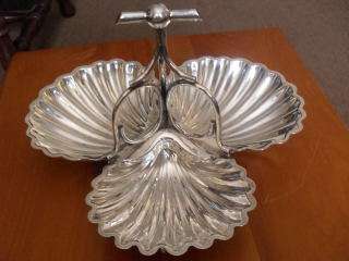 SILVER PLATED SHELL SHAPED SNACK DISH