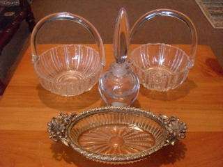 2X VERY NICE GLASS BASKETS ++++  2 MORE GLASS ITEMS