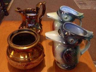 2 X BIRD VASES AND 2 X LUSTRE PIECES !!!!!!!