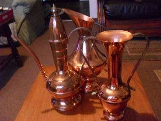 3 LARGE COPPER PIECES WITH BRASS HANDLES !!!!!
