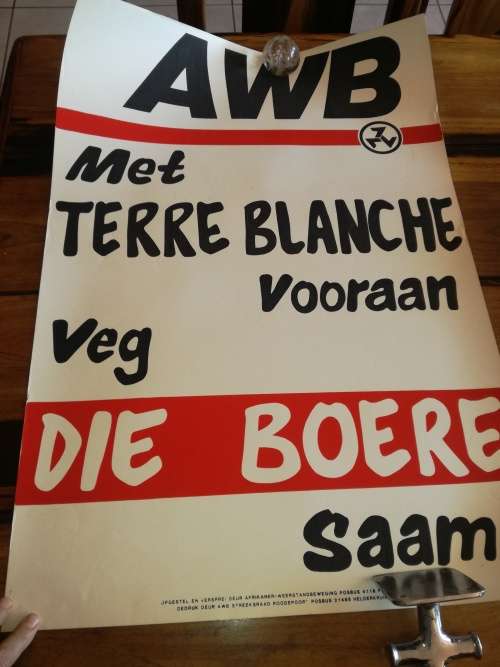 AWB A3 plakkaat, Met Terreblanche Vooraan Veg die Boere Saam!