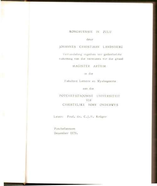 Kongruensie in Zulu - verhandeling