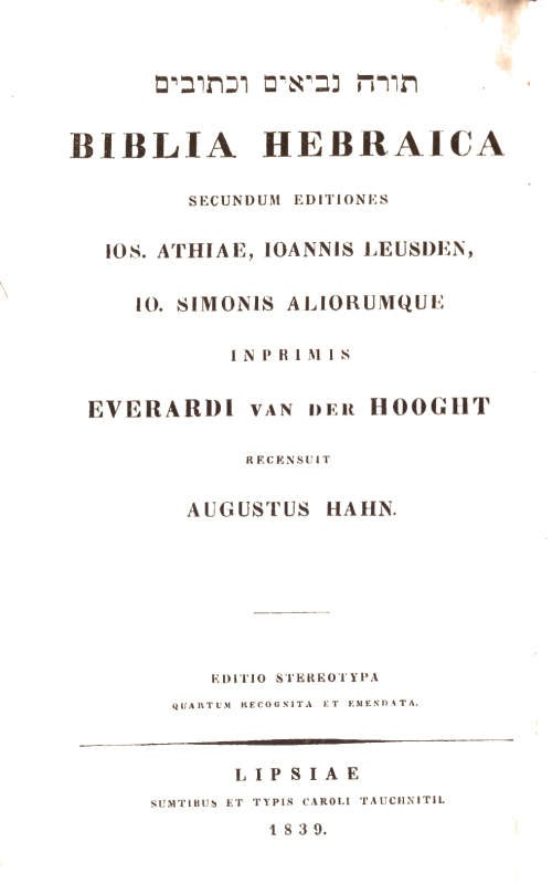 Biblia Hebraica, -1839
