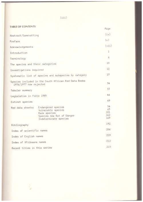 South Africa Red Data Book- Terrestrial Mammals