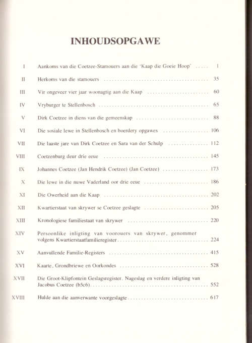 Die Stamouers van Coetzee en nageslagte, Herdenkingsuitgawe 300 jaar in Suid-Afrika