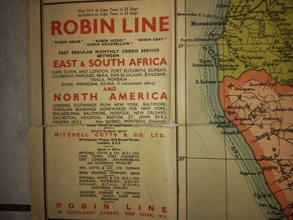 The South Africa map of Central and South Africa 1937 (large)