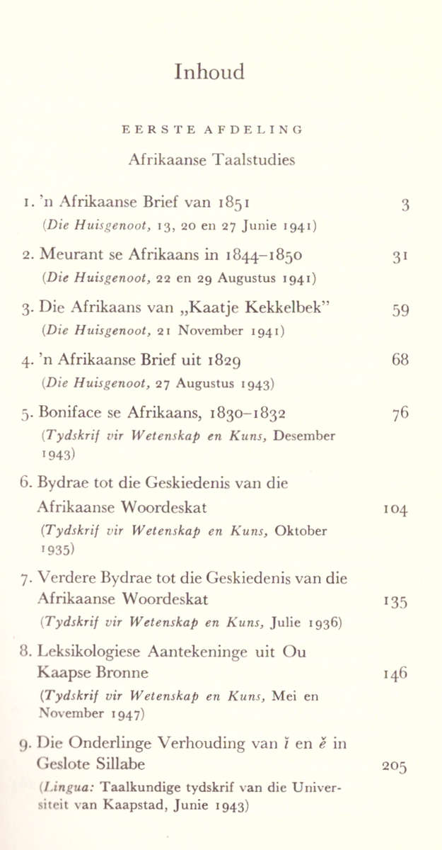 Afrikaans uit die vroeë tyd, Studies oor die Afrikaanse taal en literêre volkskultuur van voor 1875