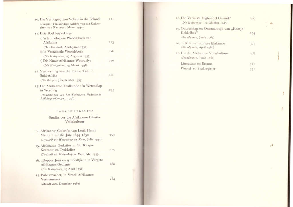 Afrikaans uit die vroeë tyd, Studies oor die Afrikaanse taal en literêre volkskultuur van voor 1875