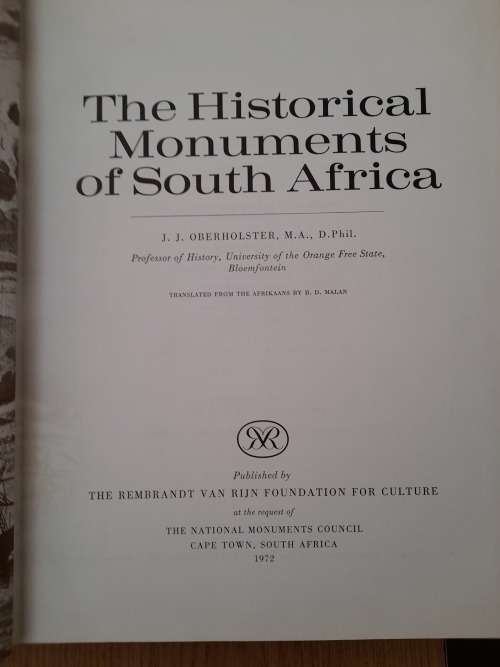 The Historical Monuments of South Africa  :  J.J. Oberholster