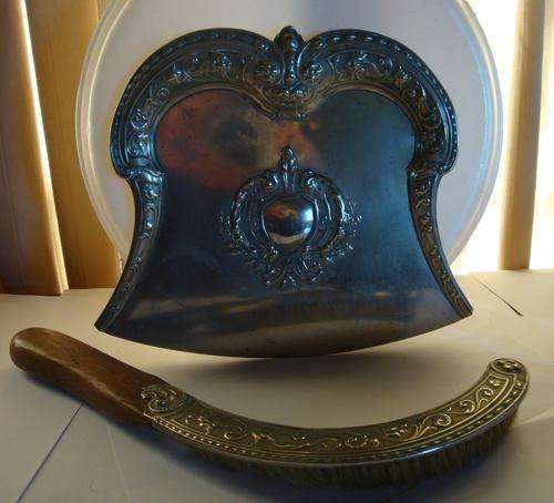 Victorian; Silver-Plated; Crumb Tray with matching Brush