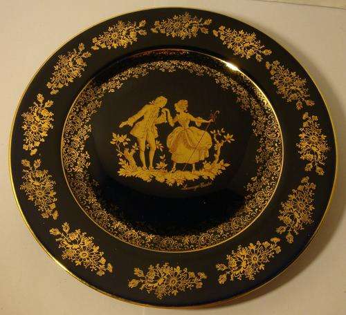 Limited Edition, "Limoges Castel", collectors plate, 22k pure gold on Midnight Blue