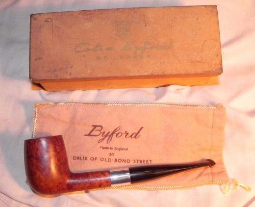 SMOKING PIPE :ORLIK BYFORD WITH MATCHING SOCK, BOX AND GUARANTEE/BOX INSERT