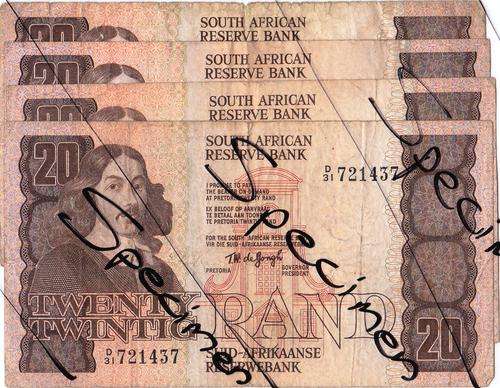 4 x R20 TW DE JONGH AT FACE VALUE +10% VARIETY OF GRADES