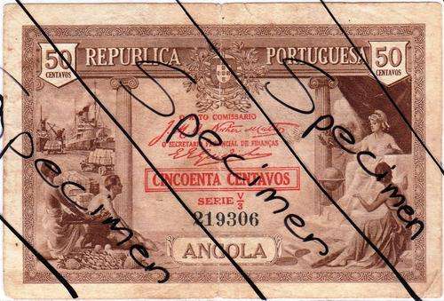 ANGOLA 50 CENTAVOS SERIES V3 P63 GREAT NOTE AND SCARCE!!!