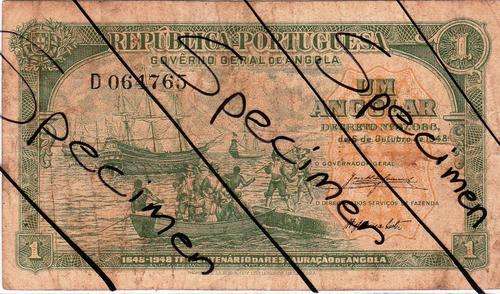 ANGOLA 1 ANGOLARES 1948 P70 GREAT NOTE AND SCARCE!!!