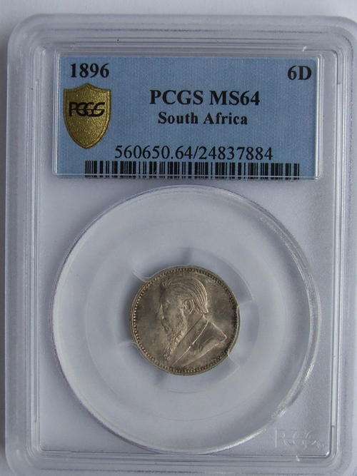 1896 South Africa 6D:  Graded PCGS MS64 !!!