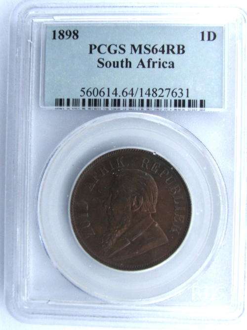 1898 South Africa 1D: Graded: PCGS MS64RB !!!