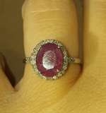 Genuine Ruby & Diamonds White Gold Ring