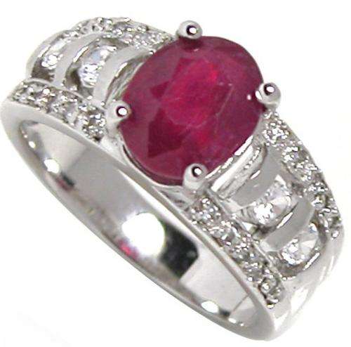 2.2CT RUBY & TOPAZ 9K WHITE GOLD RING
