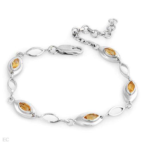 Wonderful Brand New Bracelet With 1.00ctw Genuine Citrines Beautifully Designed in 925 Sterling sil
