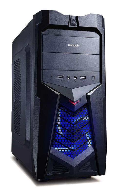 baobab 501 ATX CHASSIS, FULL BLACK COATING, 12CM FAN, 440(D) X 185(W) X 420(H)mm, W/SIDE WINDOW
