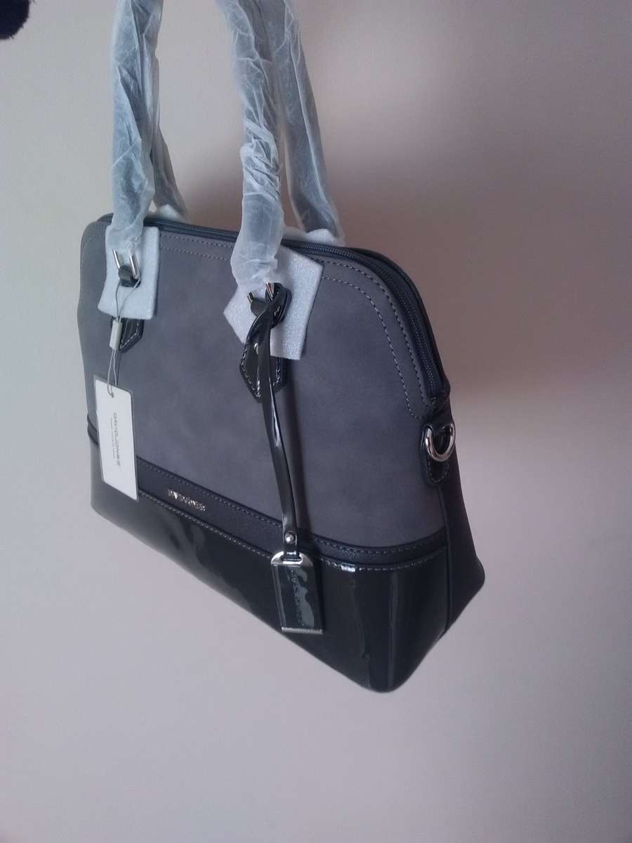 David Jones Faux Leather Handbag Dark Grey