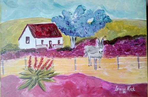 LOUISE KOCK ART - Landscape with donkey