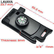 Survival Buckle Paracord Knife Whistle Magnesium Fire Starter Compass ( Buckle Only)