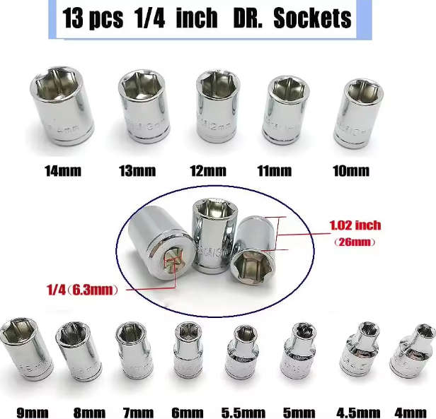 46pcs Spanner Ratchet Wrench Socket Set