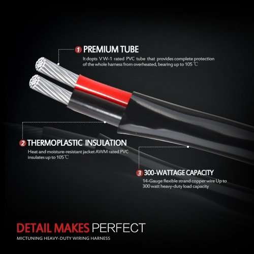 LED Light Bar Wiring Harness 40Amp Relay ON-OFF-Strobe Remote Control Switch(2Lead 12ft)