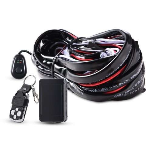LED Light Bar Wiring Harness 40Amp Relay ON-OFF-Strobe Remote Control Switch(2Lead 12ft)