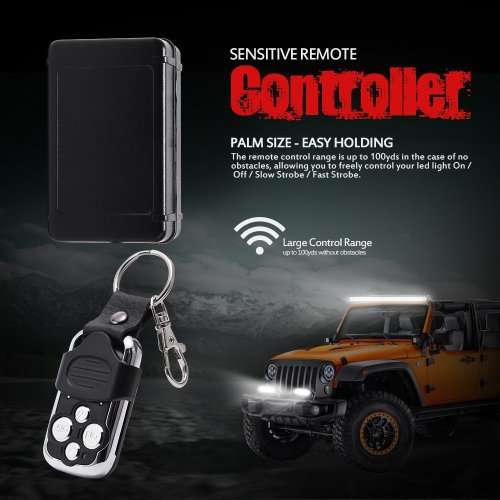 LED Light Bar Wiring Harness 40Amp Relay ON-OFF-Strobe Remote Control Switch(2Lead 12ft)