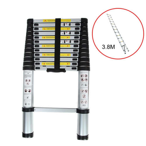 3.8M 13 Steps Aluminum Alloy Portable Extension Telescopic Ladder Single Straight Ladder