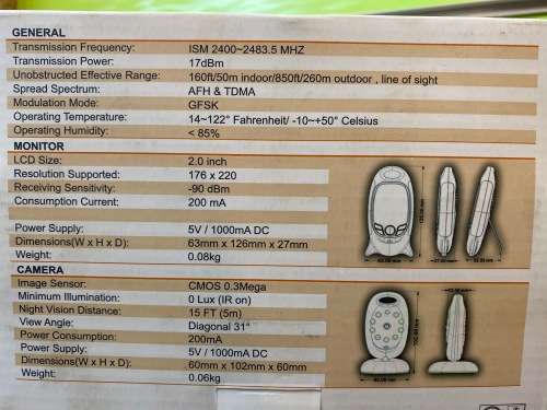 VIDEO BABY MONITOR VB601