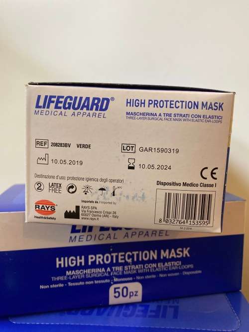 THREE-LAYER SURGICAL HIGH PROTECTION MASK 50pz/box