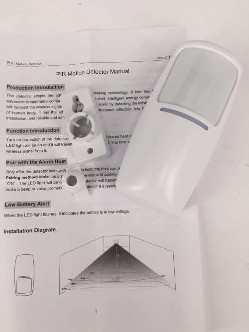 PIR Motion Detector 315MHz/433MHz