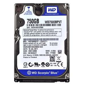 Western Digital 750 GIG 5400 RPM 8MB Cache SATA 3.0Gb/s 2.5" Internal Notebook Hard