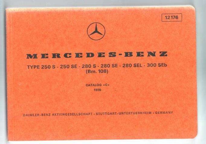 MERCEDES-BENZ 1970 OWNER'S MANUAL + 1970 PARTS CATALOG + BOOK OF ALL SERVICE  STATION ADDRESS DETAIL